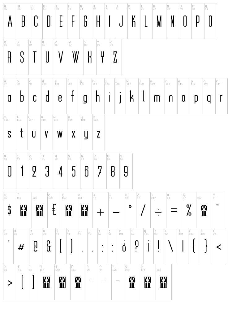 Monotoon KK font map